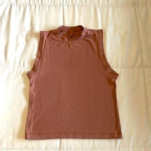 Skims Cotton Jersey Mock Neck Tank - Dusty Rose color M